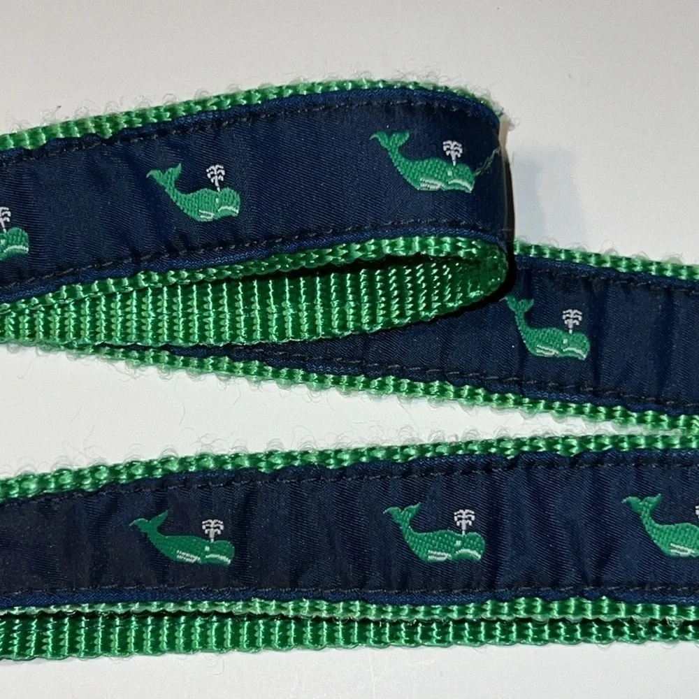 Leather Man Nautical Whale Print Belt Size Large